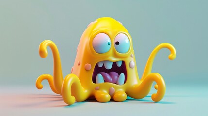 Funny yellow monster with many tentacles.