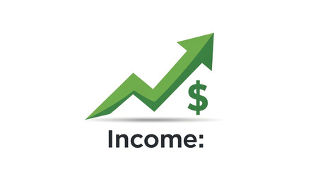 Income growth chart with dollar sign isolated on white background, financial success and investment concept, vector illustration