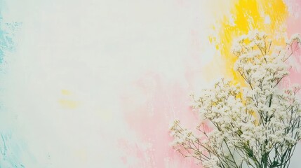 Delicate white flowers on a colorful background