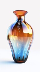 Elegant glass vase with amber and blue tones.