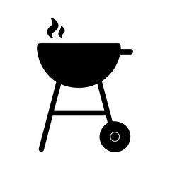 A minimalist solid black silhouette of a portable grill