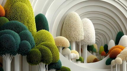 Modern 3D tree artwork abstract style high resolution image