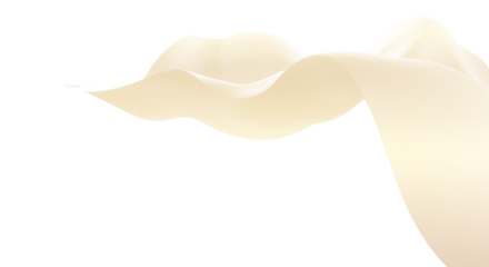 Abstract golden wave flowing smoothly against a stark design on transparent background