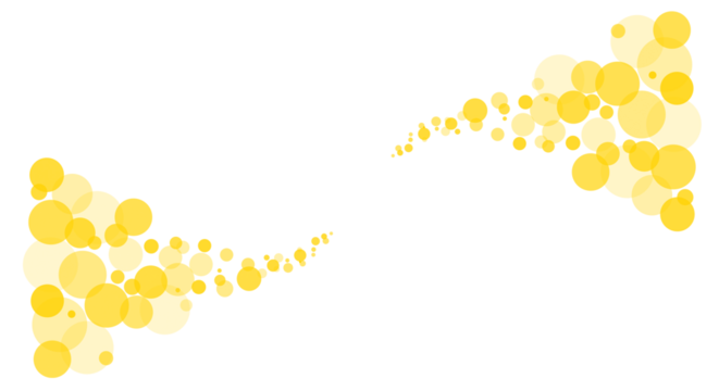 Abstract yellow circles forming symmetrical patterns on a stark on transparent background - Powered by Adobe