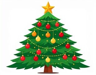 Decorated Christmas Tree Vector Illustration