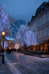 magical winter evening on christmas street filled with ultrabright lights and enchanting decorations