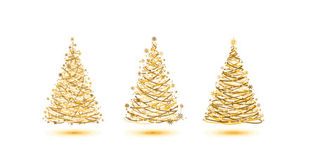 Golden Christmas Trees Collection Festive Holiday Season Decorations for Joy and Celebration
