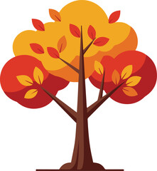 Obraz premium Cheerful autumn tree with vibrant leaves perfect for seasonal designs and educational resources bringing a touch of fall to your project