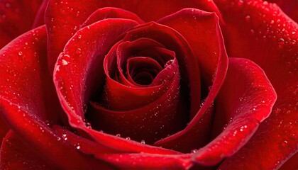 Closeup Red Rose with Dew Drops