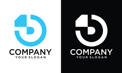 Creative D letter logo design template elements. Modern abstract digital alphabet letter logo. Vector illustration.