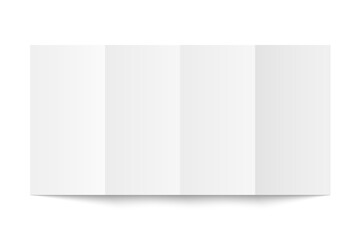 Vector white blank vertical double gate fold opened on white background. Trifold, leaflet, brochure, booklet, flyer or invitation card mockup. Mock up back side isolated.