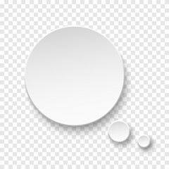 Vector white blank paper speech bubble on transparent background. Round shape. Template for your design.