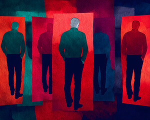 Abstract Man in Silhouette with Colorful Background and Layers