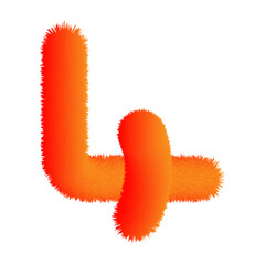 Fototapeta premium Creative hairy number 4 transparent PNG with wild fur effect for unique typography