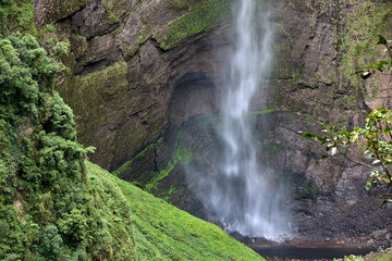 Gocta Waterfalls, one of the tallest waterfalls in the world, located in the Amazonas region of northern Peru. Surrounded by lush cloud forest, this remote natural wonder cascades over 771 meters tall