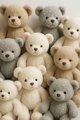 Soft and cuddly teddy bears arranged in an appealing display, perfect for gifting and decoration