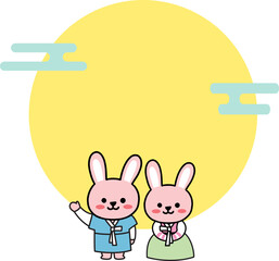 Korean Holiday Rabbit Illustration / 한복 토끼 명절 일러스트