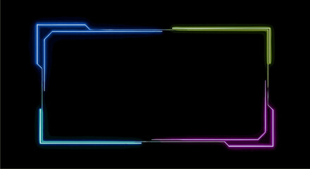 Futuristic Neon Border Frame with Vibrant Cyan and Magenta Glowing Edges on a Dark Background
