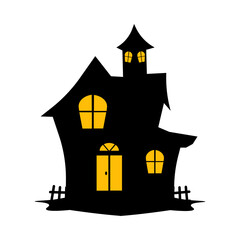 Simple Haunted House Halloween Silhouettes