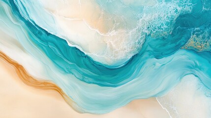 Serene Abstract Ocean Waves and Sandy Shoreline in Soft Hues