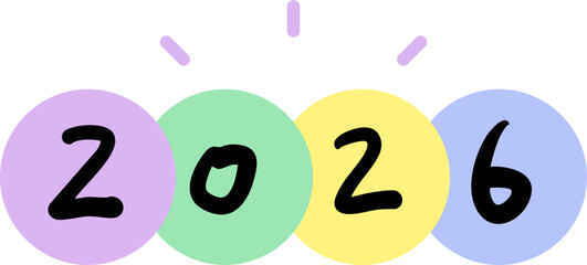 2026 Colorful Circle Illustration / 2026 알록달록 원형 숫자 벡터