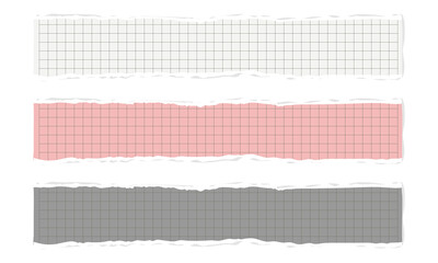 White grid notepaper journal sticker. A blank sheet of checkered paper. Real notepad with grid line isolated