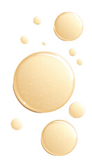 Transparent Beige Gel Drops with Smooth Texture on Transparent Background