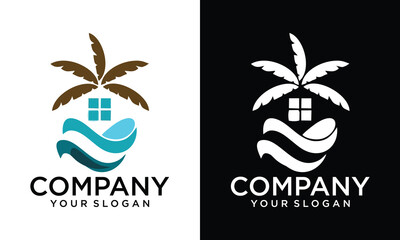 Creative palm home logo. vector house