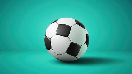 Realistic Soccer Ball on Vibrant Turquoise Background