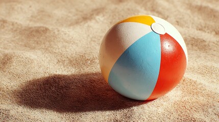 Obraz premium Realistic beach ball resting on sandy shore detailed