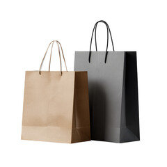 Two Shopping Bags Placed Diagonally on Transparent Background