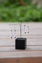 Handmade Beaded Earrings with Letter Beads Saying Rock Star and Love You