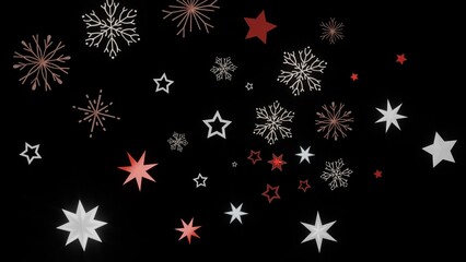 Festive winter background with red and white stars and snowflakes. Perfect for holiday cards, websites, and social media.