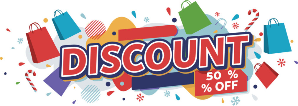 Limited time discount sale with vibrant shopping bags and festive decorations, perfect for holiday promotions and attracting customers with special offers
