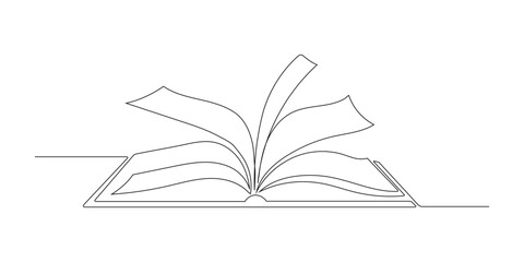 continuous line open book.simple one line drawing of open book