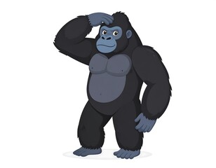 Obraz premium Cartoon gorilla pondering (2)