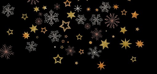 Beautiful winter background with gold stars and snowflakes. Perfect for Christmas, New Year, and holiday designs.