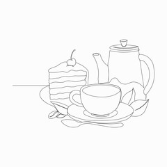 Continuous one line drawing International coffee day doodle vector illustration