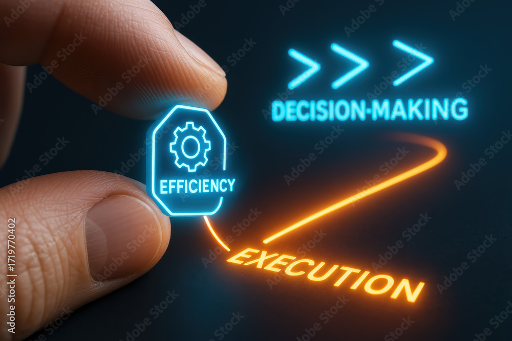 Poster efficiency execution decision and making inspire strong management and business process concept