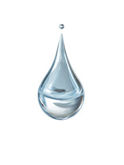 Realistic 3D Render of a Large Water Drop on Transparent Background