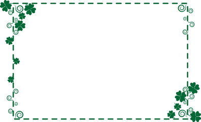 녹색 네잎클로버로 꾸민 프레임