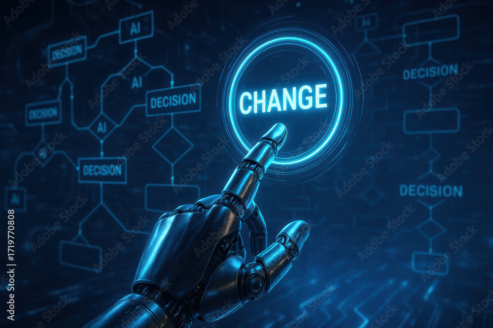 Aufkleber change decision transformation innovation and development create powerful progress to press and touc