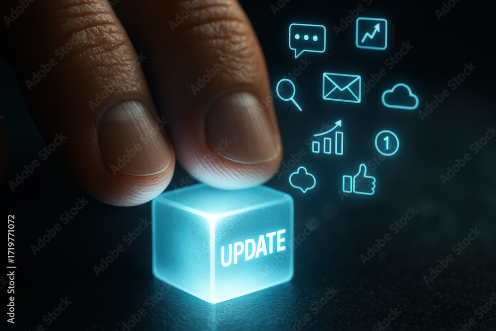 Poster update and notification drive communication with success through data technology and business growth