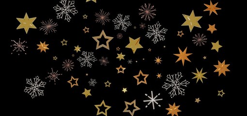 Festive winter background with gold stars and snowflakes. Perfect for Christmas, New Year, and holiday designs.