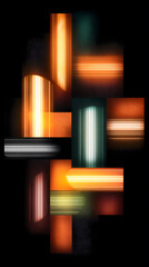 Abstract Composition of Colorful Light Stripes on Dark Background