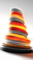 Abstract Stacked Circles in Vivid Colors and Motion Blur Effect