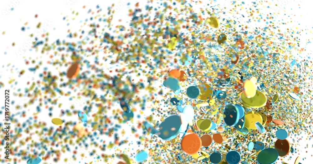 Poster vibrant, dynamic image of colorful circles exploding. ideal for backgrounds, presentations, and desi