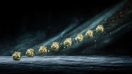 Golden Spheres Floating Above A Mysterious Dark Background