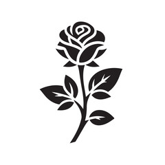 Rose flower Silhouette Vector Illustration