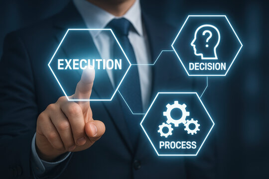 Execution and decision drive business process management and operation ensuring smooth procedure workflow